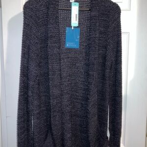 Market & Spruce Charcoal Large Weave Chunky Cardigan